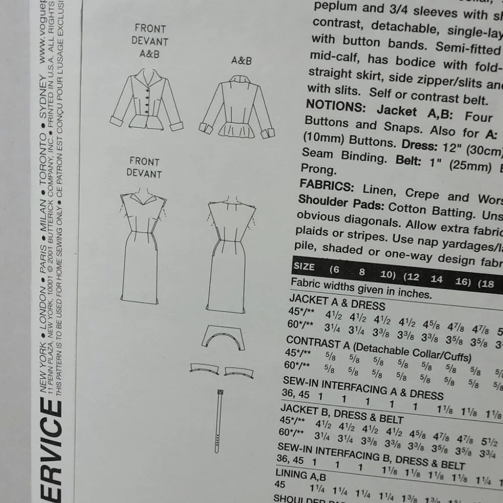 Uncut Vogue Vintage Model Original 1950 Design Sewing Pattern 2402 Limited Ed - Picture 6 of 9